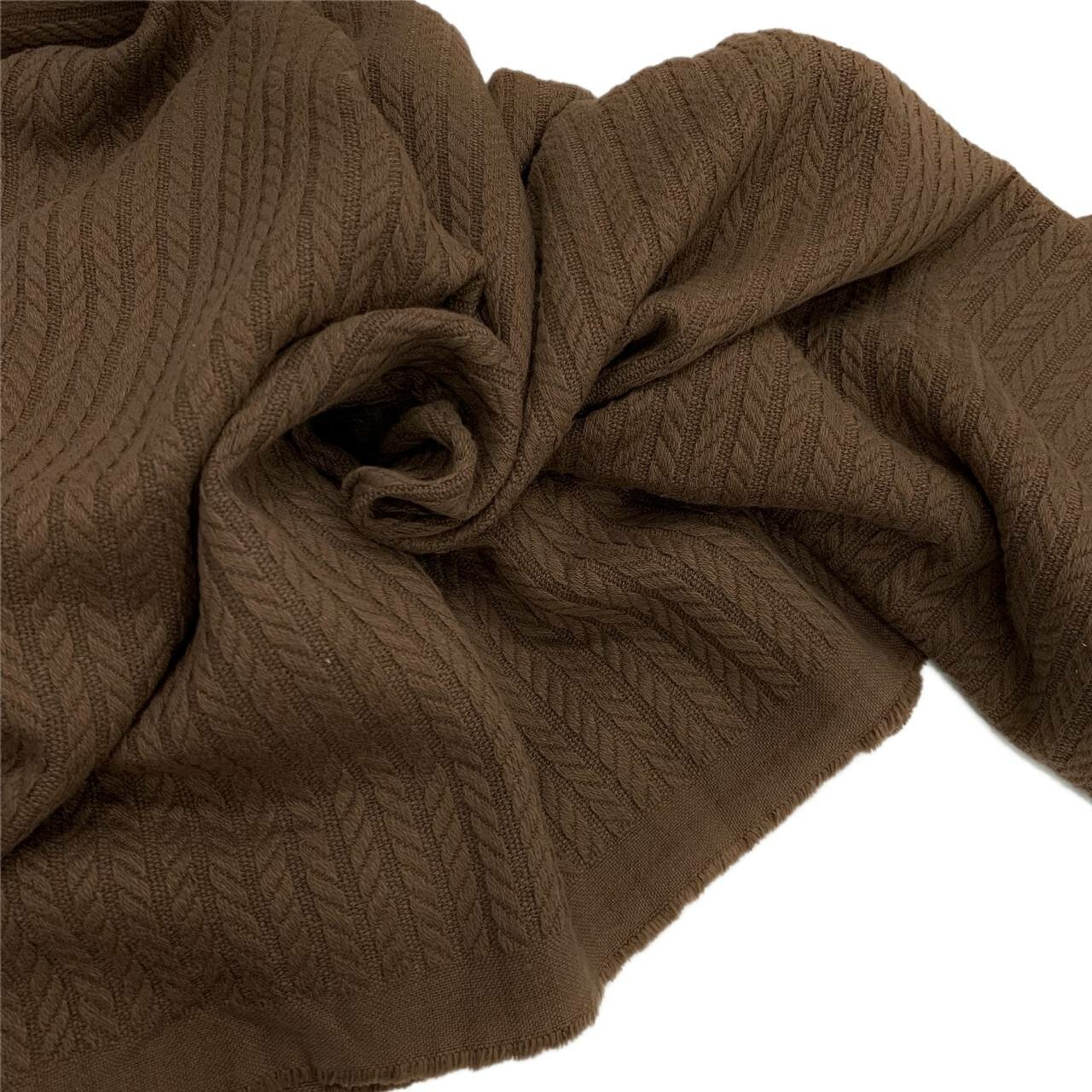 Ткань -Хлопковое полотно, коса, ёлочка, цвет шоколад, широкое,240 см, для покрывала, пледа рукоделия и творчества, 0,5 метра
