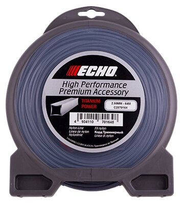 Леска для триммера ECHO Titanium Power квадрат 2,5 мм 64 м