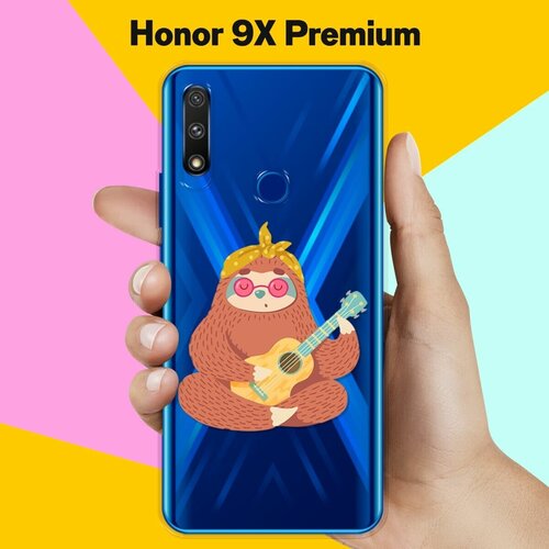 Силиконовый чехол Лама с гитарой на Honor 9X Premium силиконовый чехол лама в очках на honor 9x