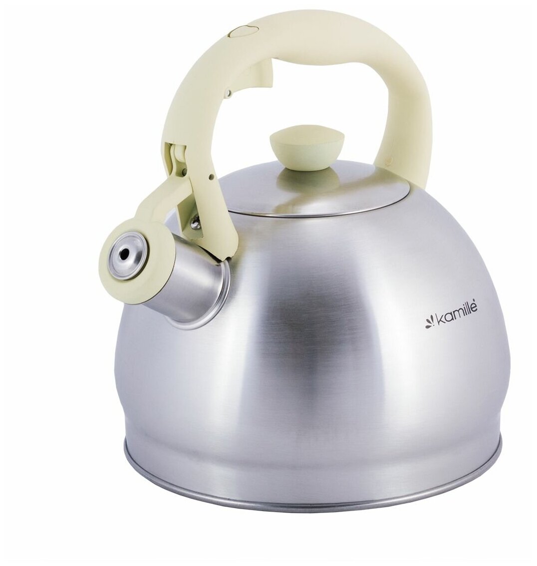 Чайник 2л из нержавеющей стали со свистком и бакелитовой ручкой KAMILLE.
