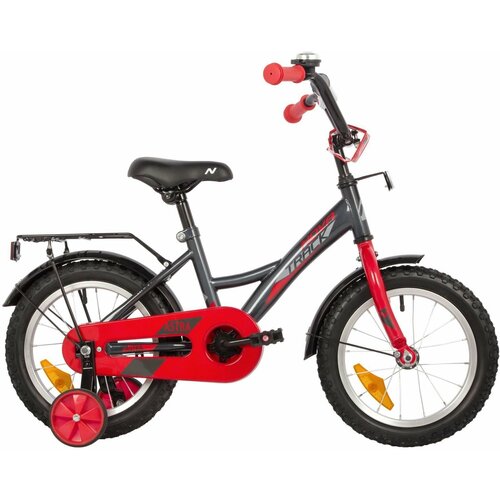 фото Велосипед novatrack 14" astra серый, тормоз нож, крылья и багажник, полная защита цепи