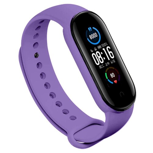 фото Силиконовый ремешок для xiaomi mi band 5 и mi band 6 (sport) / спортивный ремешок на фитнес трекер сяоми ми бенд 5 и ми банд 6 (спорт) лавандовый pastila