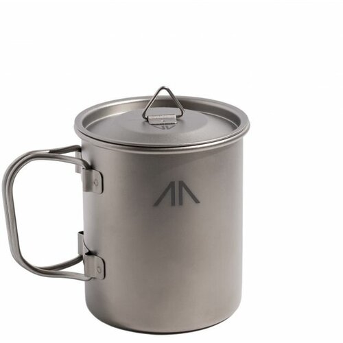 Кружка титановая с крышкой 300мл. (Single-Wall Titanium Mug With Folding Handle And Lid)