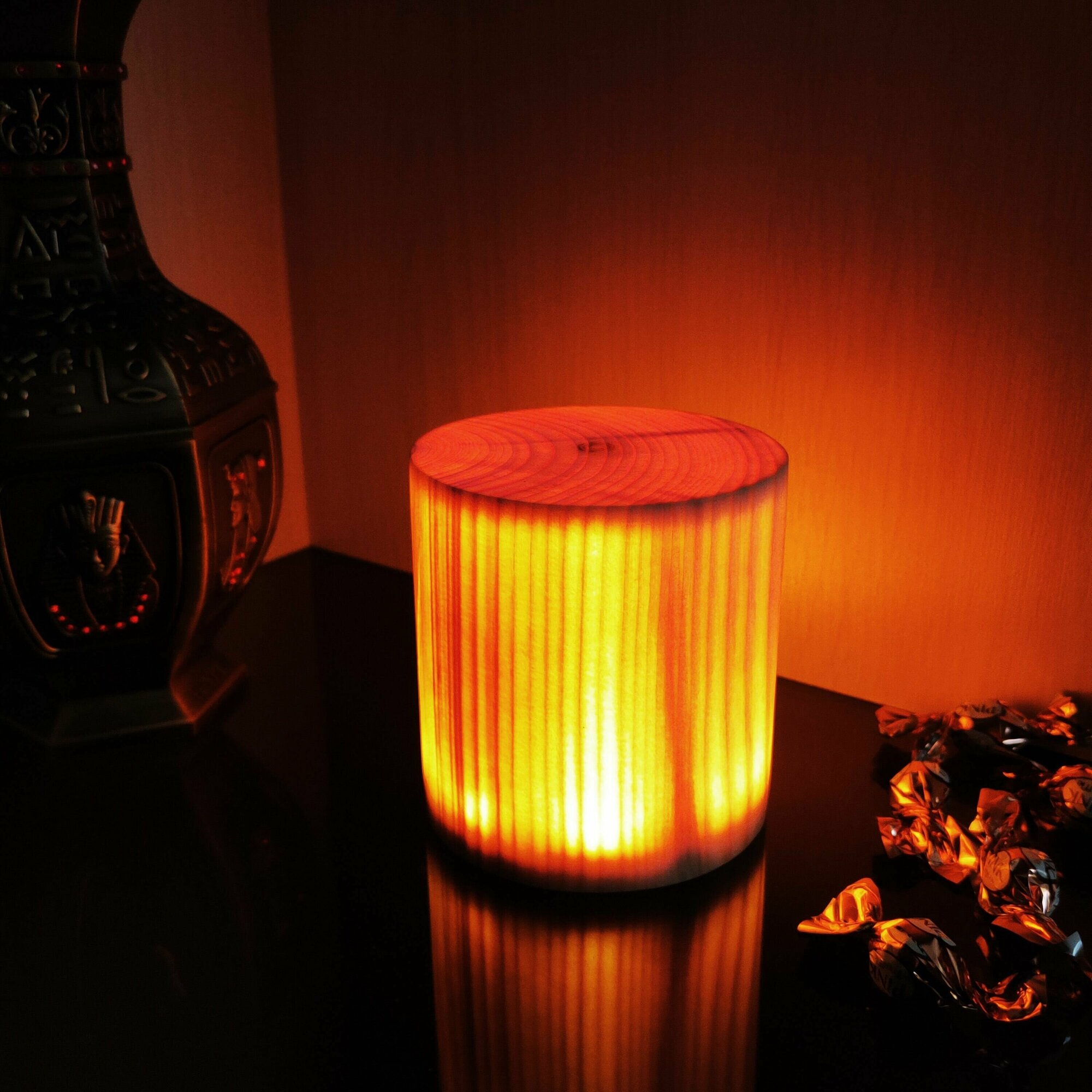 Деревянный светильник ночник, аккумуляторный, сенсорный. - фотография № 9