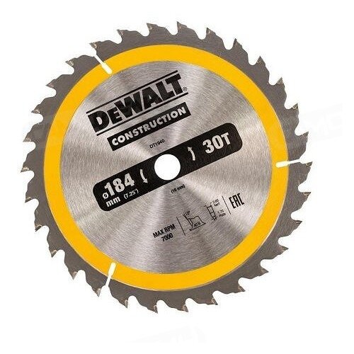 Пильный диск универсальный DeWALT 184х30тх16 мм Construction DT1940-QZ