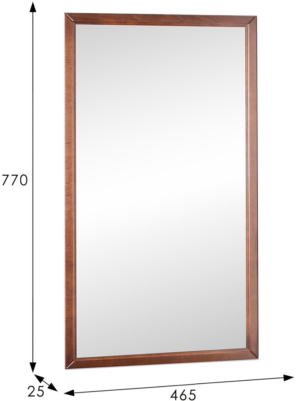 Зеркало настенное прямоугольное PASSO ARTEMIDA, рама бук, коричневая