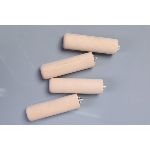 Деревянные опоры / мебельные ножки цилиндрические из массива березы с крепежом 40х140мм, комплект 4 шт, без покраски