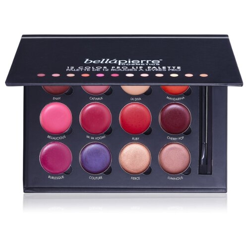 Bellapierre палитра минеральных помад 12 Color Pro Lip Palette, оттенок envy / catwalk / la diva / mandarina / bellalicious / ya ya voom! / ruby / cherry pop / burlesque / couture / fierce / luminous