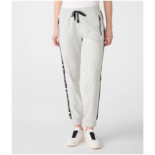 Джоггеры Karl Lagerfeld M серые с черными лого лампасами LOGO DRAWSTRING JOGGER