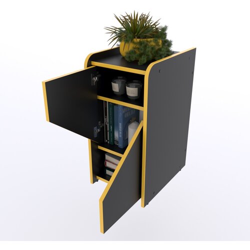 Тумба Мини чёрная с жёлтой кромкой 5710₽