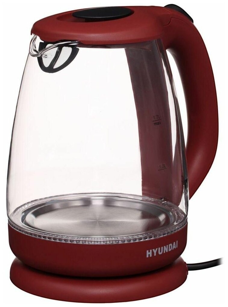 Чайник электрический HYUNDAI , 2200Вт, бордовый - фото №20