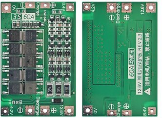 Плата защиты зарядки аккумулятора 18650 3S 60A BMS Balanced