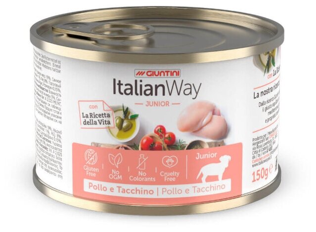 Italian Way Консервы Консервы для щенков мясное ассорти с томатами и рисом (ITALIAN WAY WET DOG JUNIOR) 0,15 кг