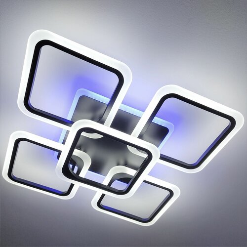 Управляемая светодиодная люстра с пультом и подсветкой 7502/4+1BK