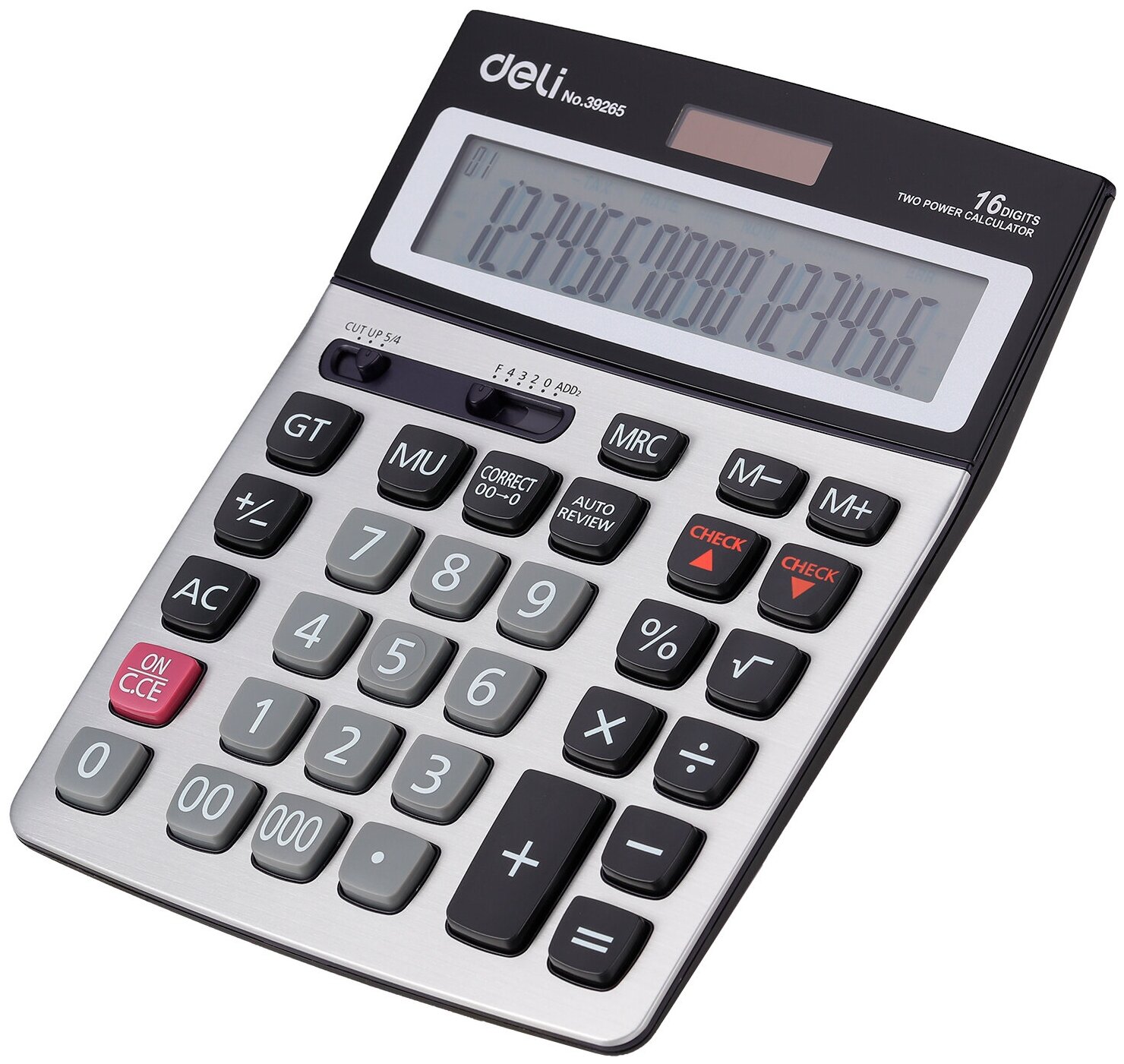 Калькулятор бухгалтерский Deli E39265 серый 16-разр