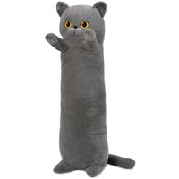 Мягкая игрушка длинный Кот батон Британец, серый, 110 см