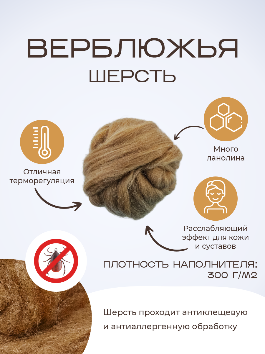 Одеяло SN-TEXTILE "сахара" верблюжья шерсть 172*205 всесезонное - фотография № 5