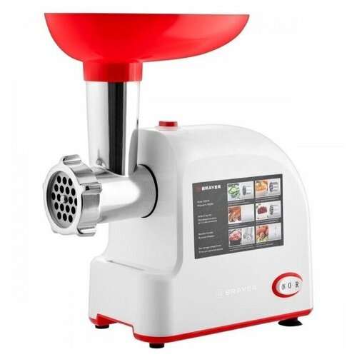 Мясорубка BRAYER BR1603 1500 Вт производительность 2 кгмин металлический шнек реверс пластик белаякрасная 755200₽