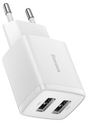 Сетевое зарядное устройство Baseus Compact Charger 2*USB 10.5W, Белый