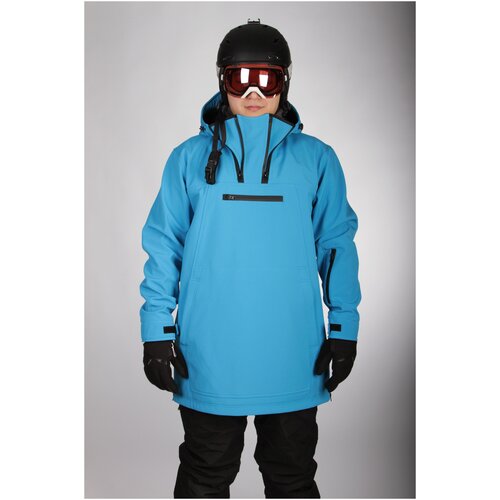 Анорак Frost, средней длины, силуэт прямой, карманы, ветрозащитная, влагоотводящая, воздухопроницаемая, регулируемые манжеты, карман для ски-пасса, водонепроницаемая, регулируемый капюшон, мембранная, светоотражающие элементы, несъемный капюшон, водонепроницаемый, мембранный, утепленный, размер 40-42, голубой