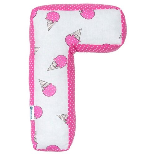 фото Подушка декоративная крошка я буква г 35 х 21 см белый/розовый