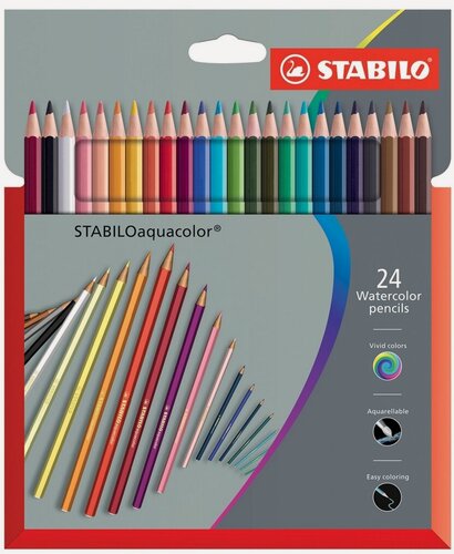 Изображение товара Карандаши цветные акварельные художественные STABILO aquacolor, 24 цвета, картонный футляр