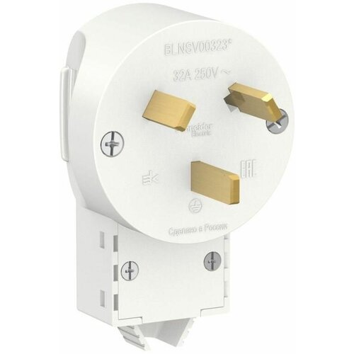 Вилка силовая СП Blanca 2P+E 32А 250В бел. SE BLNSV003231 schneider electric blanca с у розетка силовая 2к з 32а 250в белый 2шт арт blnsr003231