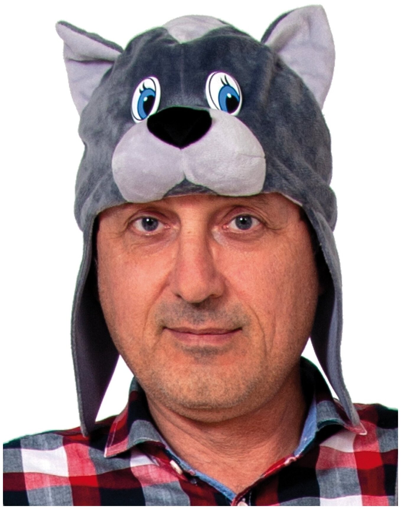 Карнавальная маска - шапка "Кот серый", для взрослых.