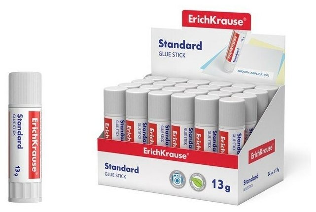 Клей-карандаш ErichKrause Standard, 13 г. быстрое склеивание, 1 шт.