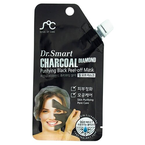 фото Rainbowbeauty маска-пленка charcoal diamond purifying black peel-off с древесным углем для очищения кожи, 25 г