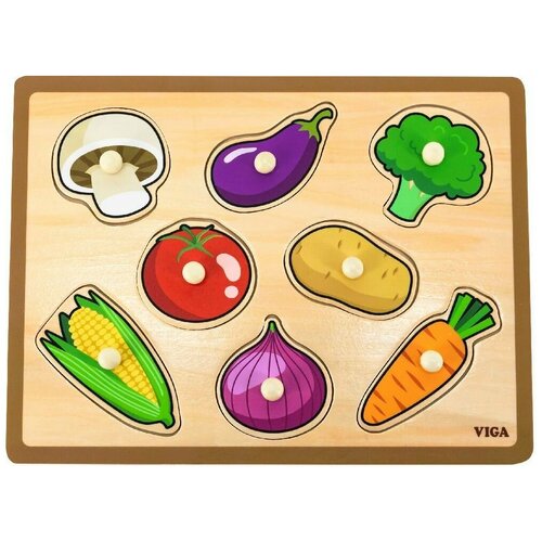 пазл вкладыш овощи 8 деталей в пакете VIGA Пазл-вкладыш для малышей Овощи, 8 деталей