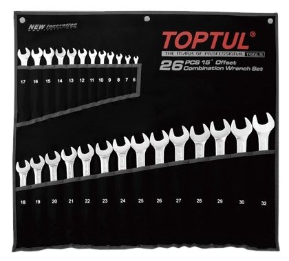 Набор ключей комбинир. 6-32мм 26шт (черное полотно) TOPTUL (GPAB2602) - фотография № 1