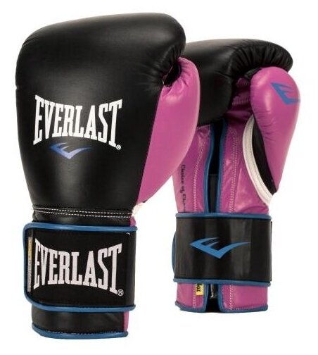 Перчатки тренировочные Everlast Powerlock PU 10oz черный,розовый