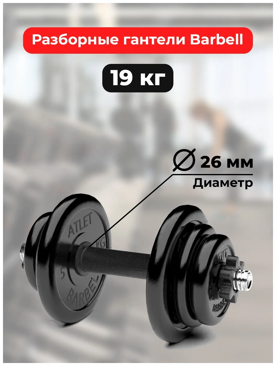 Гантель разборная MB Barbell резина черный