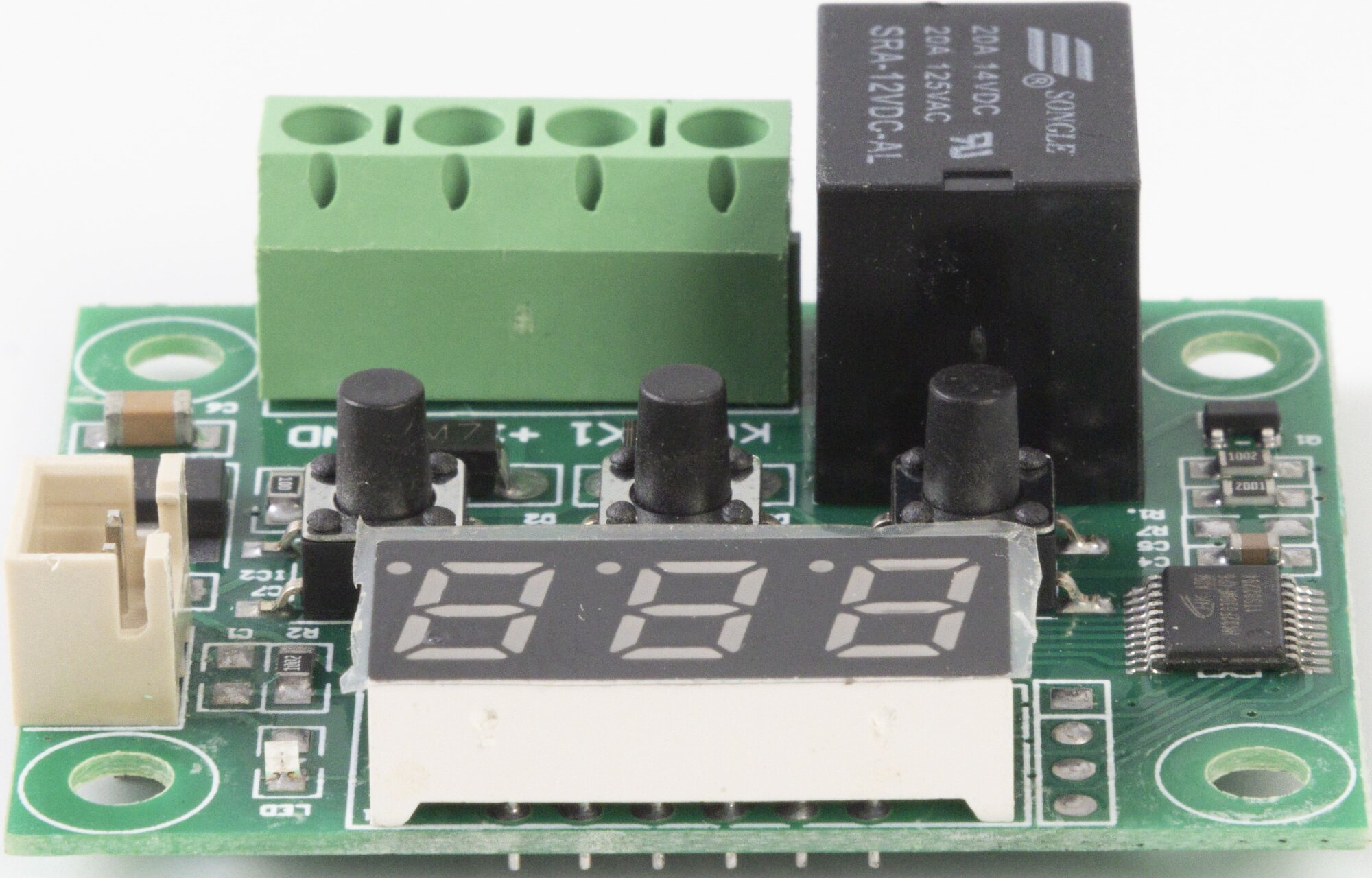 Терморегулятор термостат контроллер температуры с дисплеем и выносным датчиком техметр W1209 красная индикация 12В, 0.5 м (Зеленый) - фотография № 7