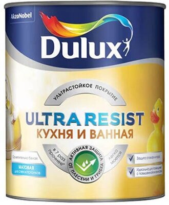 DULUX ULTRA RESIST кухня И ванная краска, матовая, база BW (1л)