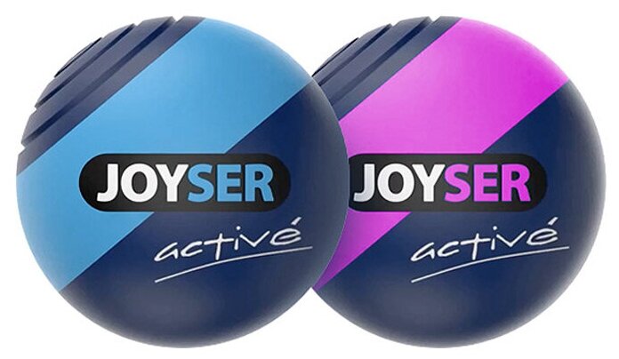 Игрушка JOYSER Active для собак Два резиновых мяча с пищалкой M 6,3 см голубой-розовый