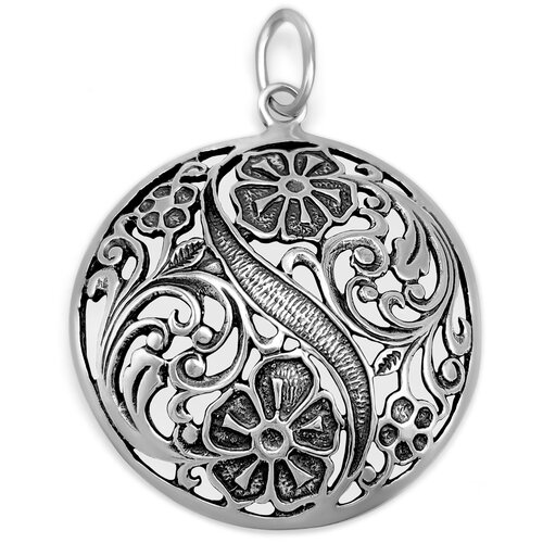 Подвеска женская серебряная на шею, серебро 925 пробы, ювелирное украшение Кострома, большой, крупный, длинный кулон на цепочку. Юмила