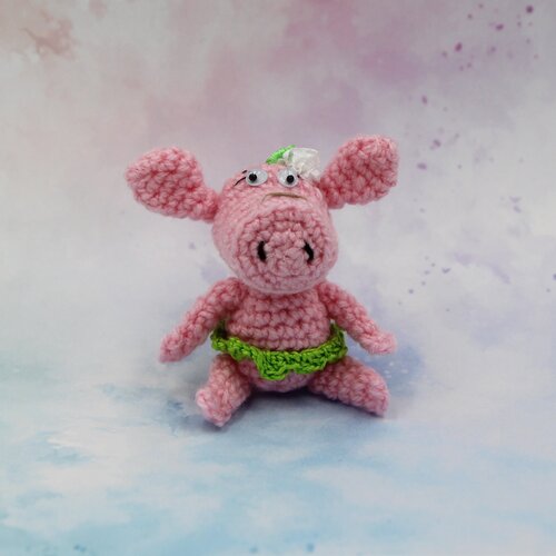 Вязаная Свинка 7 см. Игрушка ручной работы.