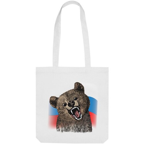 Сумка шоппер Us Basic, белый мужская футболка футболка с флагом россии и медведем l серый меланж