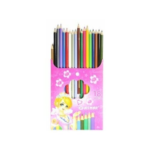Набор цветных карандашей в пластик. упаковке на кнопке 18 цветов. schoolформат набор цветных карандашей 18 цветов дикая планета кц18 дп разноцветный
