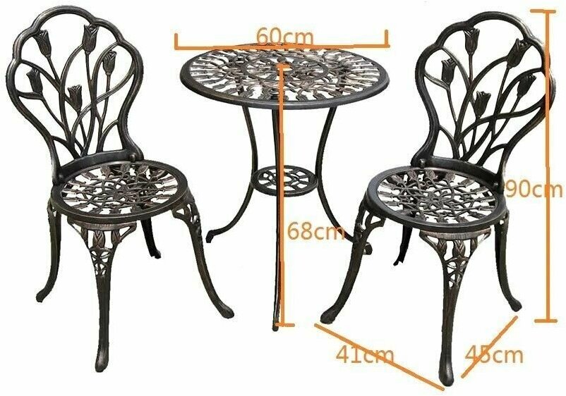 Стол кофейный со стульями для сада из литого алюминия - фотография № 2
