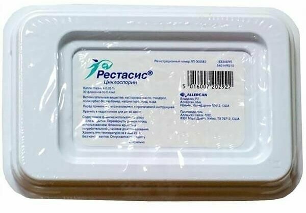 Рестасис капли глазные 0,05% 0,4мл 30шт