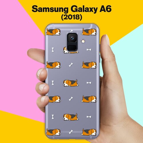 Силиконовый чехол на Samsung Galaxy A6 (2018) Бигли спят / для Самсунг Галакси А6 2018