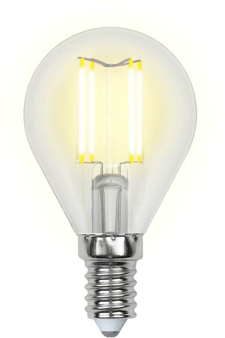 Uniel Лампа светодиодная филаментная Uniel E14 5W 3000K прозрачная LED-G45-5W/WW/E14/CL/MB GLM10TR
