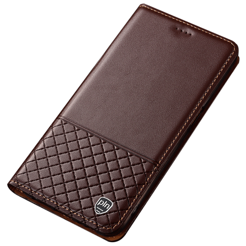 фото Чехол-книжка mypads premium для huawei honor v20/ honor view 20 из качественной импортной натуральной кожи с элегантной стеганой прошивкой премиум-класса и магнитной крышкой коричневый