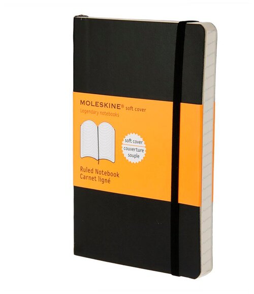 Блокнот Moleskine CLASSIC SOFT QP611 Pocket, 90x140 мм, 192 страницы, линейка, мягкая обложка, черный