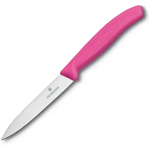 Нож кухонный Victorinox Swiss Classic (6.7606. L115) стальной для чистки овощей и фруктов лезвие 80мм прямая заточка розовый