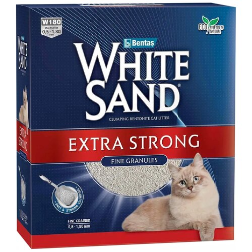 WHITE SAND EXTRA STRONG наполнитель комкующийся для туалета кошек Экстра без запаха (10 л) white sand less tracking наполнитель комкующийся для туалета кошек не оставляющий следов крупные гранулы 10 10 л