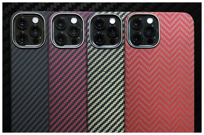 Чехол K-DOO Kevlar для iPhone 13 Pro, арамид (кевлар) ударопрочный, ультратонкий - Красная волна — фото 1